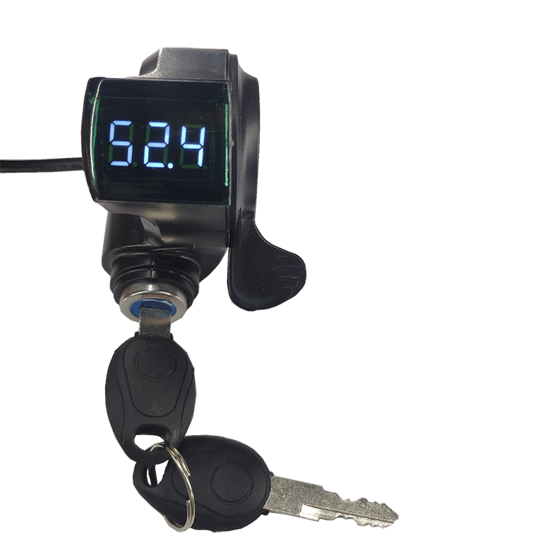 Thumb Throttle with Key Lock, LCD Display Battery Voltage for Electric Bike Scooter